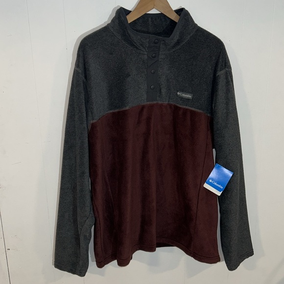 Columbia Flattop Ridge Half Snap Burgundy & Gray Fleece Jacket Size XXL NWT - Picture 2 of 6